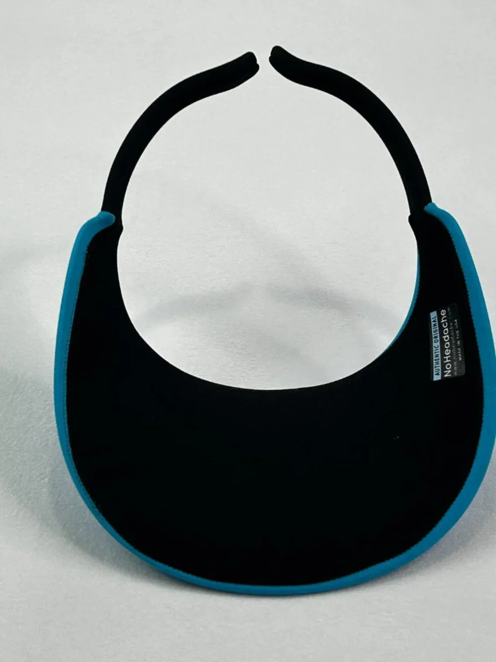 Sun Visors: No Headache Original Round Brim Black & Turquoise Blue - UPF 50 - Picture 7 of 12